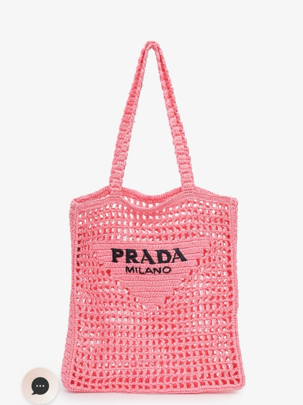 Prada Pink Raffia Crochet Bag